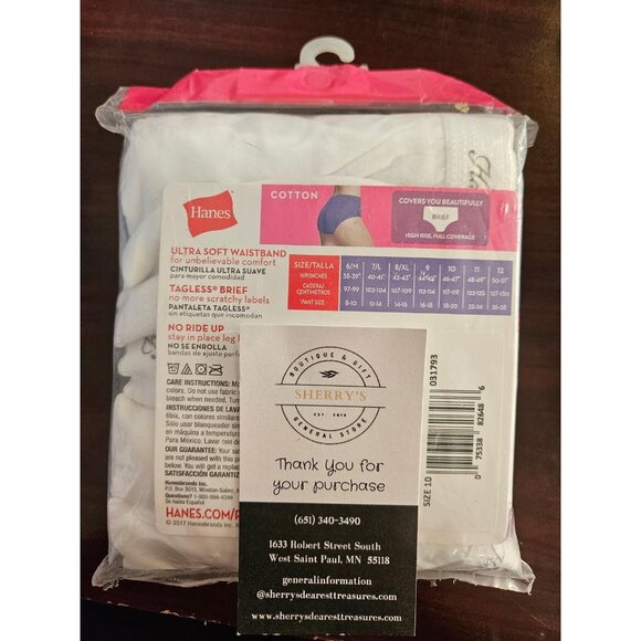 Hanes Womens Cotton Tagless Briefs Pack Of 3 Size 10 - Picture 2 of 2